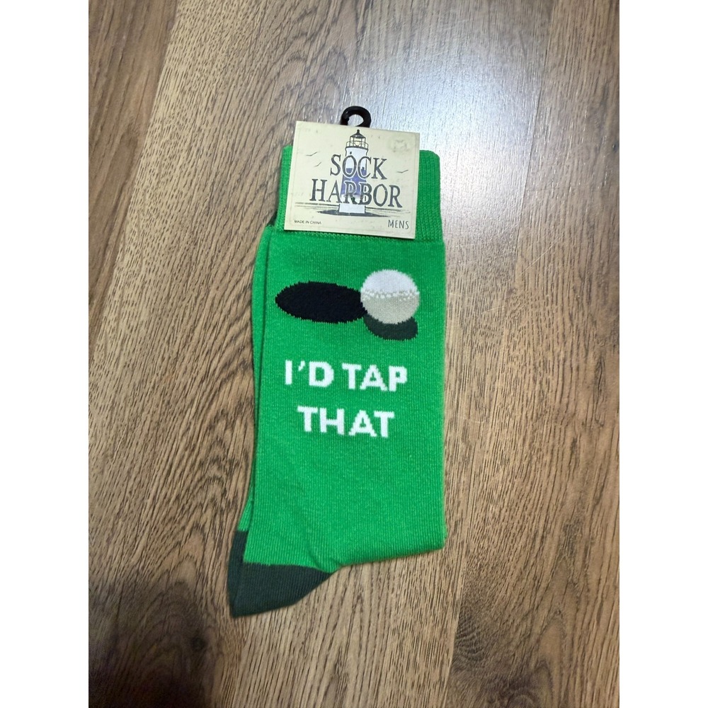 Sock Harbor Men's One Size Green Black White I'd Tap That Golf NWT